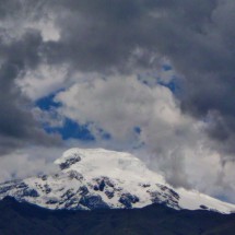 Icy Volcan Cayambe (5790 meters sea-level), seen from our ride to the airport